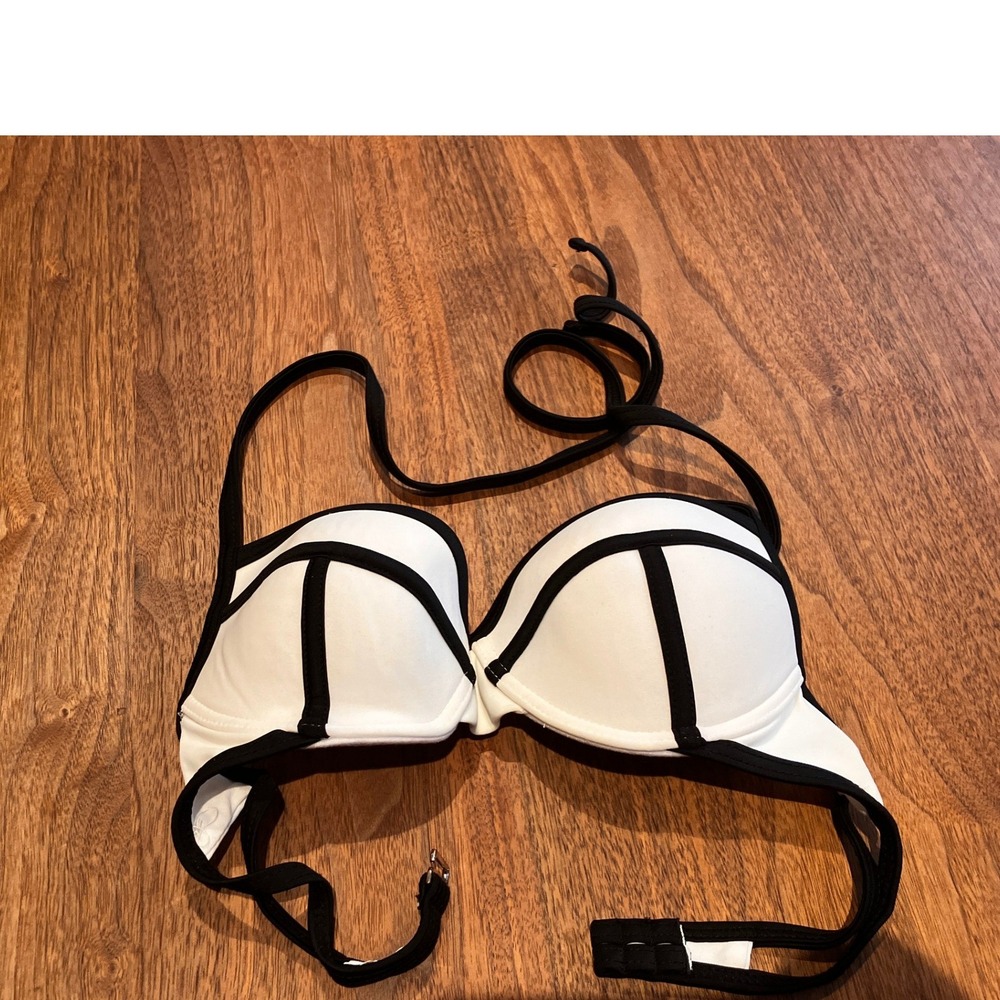 Xhilaration Womens White Black Colorblock Push Up Halter Bikini Top‎ Size S